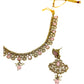 Pink - Small Size Antique Gold Finish Necklace Set with Earrings - Bollywood - AE2518 08A25