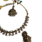 Pink - Medium Size Antique Gold Finish Necklace Set with Earrings & Head Piece - RAK436 04A26