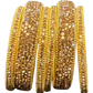 Dark / Antique Gold Finish - Set of 6 Stone Bangles -  M to XXL - 5Line 07Kp26