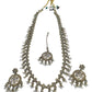 Clear - Large Size Antique Gold Finish Long Necklace Set with Earrings - RZ13  11KT24