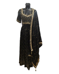 Fully Embroidered Black Lehenga Set - Size 16 & 18 (42