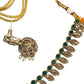 Green - Small Size Antique Gold Finish Necklace Set with Earrings - SV2404  C 0424