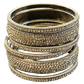Silver Finish - Set of 6 Stone Bangles -  M - XXL - 5Line 07Kp26