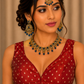 40" / UK 14 - Maroon - Silky Designer Saree blouse with cups,  Sleeveless - UK Stock - Quick Delivery - RNK - R717 KV