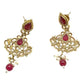 Fuchsia / Magenta /  Dark Pink - Small Size Antique Gold Finish Necklace Set with Earrings - Bollywood - AE2518 08A25