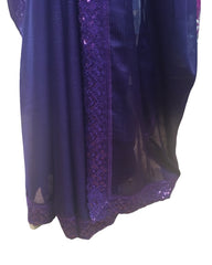 Purple - Crepe Silky Saree with Fancy Ready made Blouse - ANM12007 VA 1123