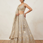 Size UK 12 (38" Bust) Sleeveless - Light Gold - Rich Banarasi Lehenga Set - Mehndi / Sangeet / Bridesmaids / Weddings / Garba  - UK Stock - 24h Dispatch -SC1373 09KRY25