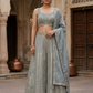 UK 12 / 38" - Pastel Light Grey / Silver - Designer Ladies Indian Short Top Palazzo Trousers Suit - UK Stock - 2/3 days delivery - VMK Jivika AV