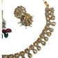 Gold / Neutral - Medium Size Antique Gold Finish Necklace Set with Earrings - SV2403  H 0424