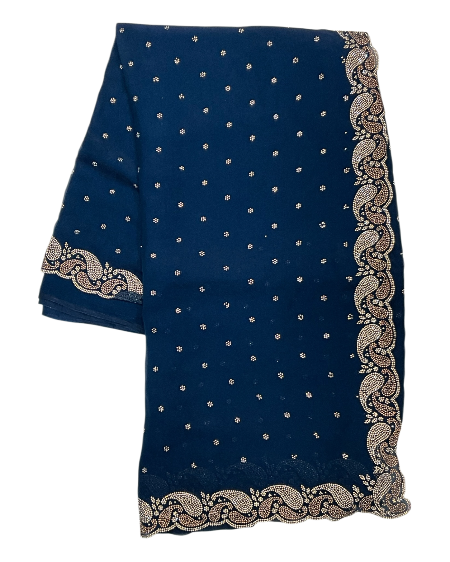 Navy Blue - Rich Saree with Stone Work Border and Blouse Piece - UK stock - 24hr Dispatch - RS2532 TC