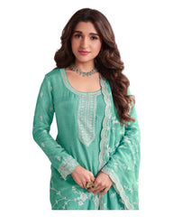 Sea Green - Simple / Classy Silky Ladies Indian Salwar Suit with Rich Dupatta - Available in Sizes 12 & 18 - VF69094 VR 0924