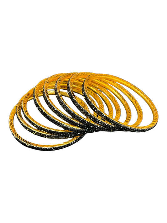 Black - Set of 8 Stone Bangles -  M to XXL - HAN2601 07Ka26