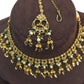 Yellow - Medium Size Antique Gold Finish Necklace Set with Earrings - HB1000  KY 0424