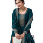 Cotton / Silky Teal Anarakali  Long Dress with Trousers - Size 10 (Bust 36") - VF67741 TY 1024