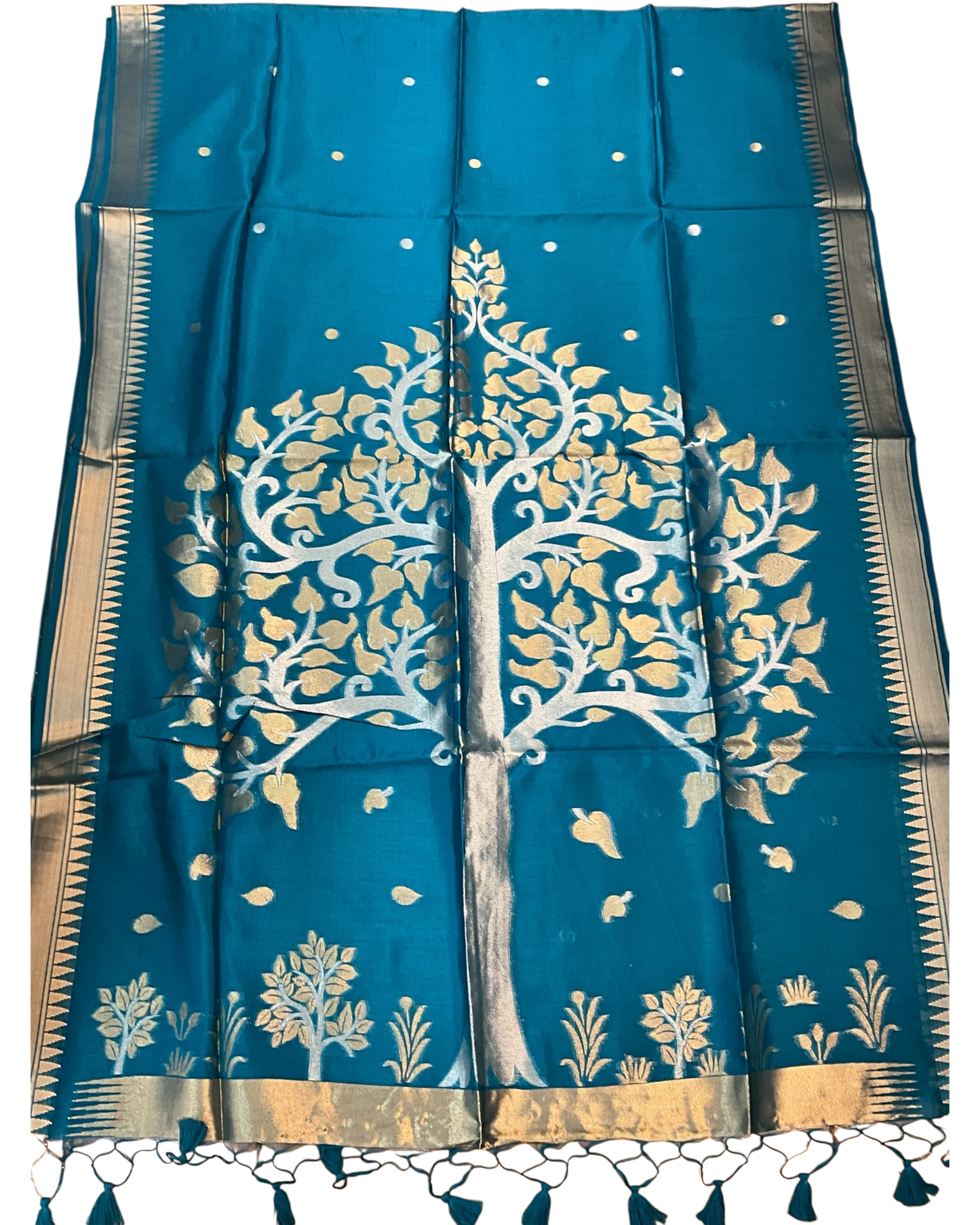 Turquoise Blue - Handloom Saree with Blouse Piece - UK stock - 24hr Dispatch - RT-BT004 07KJ26