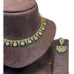 Green - Small Size Antique Gold Finish Necklace Set - AE2504 R 0525