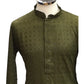 Henna Mehndi Green - Rich Sequins Lucknowi Chiffon Mens Indian Kurta Set with Smart Pants - Weddings / Walimas , Sangeet, Eid, Mehndi / Henna - SHU2502 KC 0325