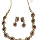 Fuchsia / Magenta Pink - Small Size Gold Finish Necklace Set with Earrings - SB1124  11A24