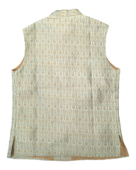 Sea Green - Benarasi Handloom Brocade Mens Waistcoat - KCS2303 KK 0923