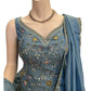 Bluish Grey - Designer Ladies Medium Top Palazzo Trousers Suit - Size 12 (38") - VMK AQUA 09AP25