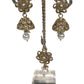 Clear - Medium - Antique Gold Finish Necklace Set with Earrings - DAJ474 H 0724
