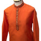 Orange - Handloom Self Brocade Mens Indian Kurta set - Weddings / Walimas , Sangeet, Eid, Mehndi / Henna - KCS2405 08KP24