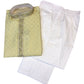 Lemon / Light Yellow - Banarasi Brocade Mens Indian Kurta Set - Weddings / Walimas , Sangeet, Eid, Mehndi / Henna - KCS1108 KH 0225