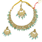 Turquoise Blue - Medium Size Antique Gold Finish Necklace Set with Earrings - RZ31 KYp