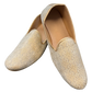 Very Comfortable Gold Brocade Loafer Style Mojri - Indian Mens shoes - Mojari , Khossay -  YD2603