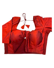 Maroon - HYBRID Silky Saree blouse - With Elastic on both side for Great fit - Size 36