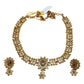 Multi Coloured - Medium - Antique Gold Finish Necklace Set with Earrings & - AE2522 08Cp25