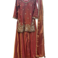 UK 10 / 36" - Coral - Silky Brocade Ladies Sharara / Palazzo Trousers Suit - Sangeet / Henna / Temple - JF1234 05TC26