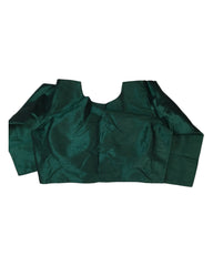Bottle Green - Silky Saree blouse with cups,  Long Sleeves, High Back - 38