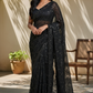 Black - Rich Saree with Allover Sequins Work and Blouse Piece - UK stock - 24hr Dispatch - RS2503 JV