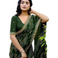 Bottle Green - Bandhani Printed - Chiffon Saree with Blouse Piece - KAS-Chuneri 308 10KV25