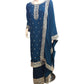 Teal - UK 16 / 42" - Simple / Classy Chiffon Printed Ladies Indian Salwar Suit with Dupatta - DCB2417 VY 0824