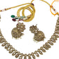 Gold / Neutral - Small Size Antique Gold Finish Necklace Set with Earrings - SV2404  C 0424
