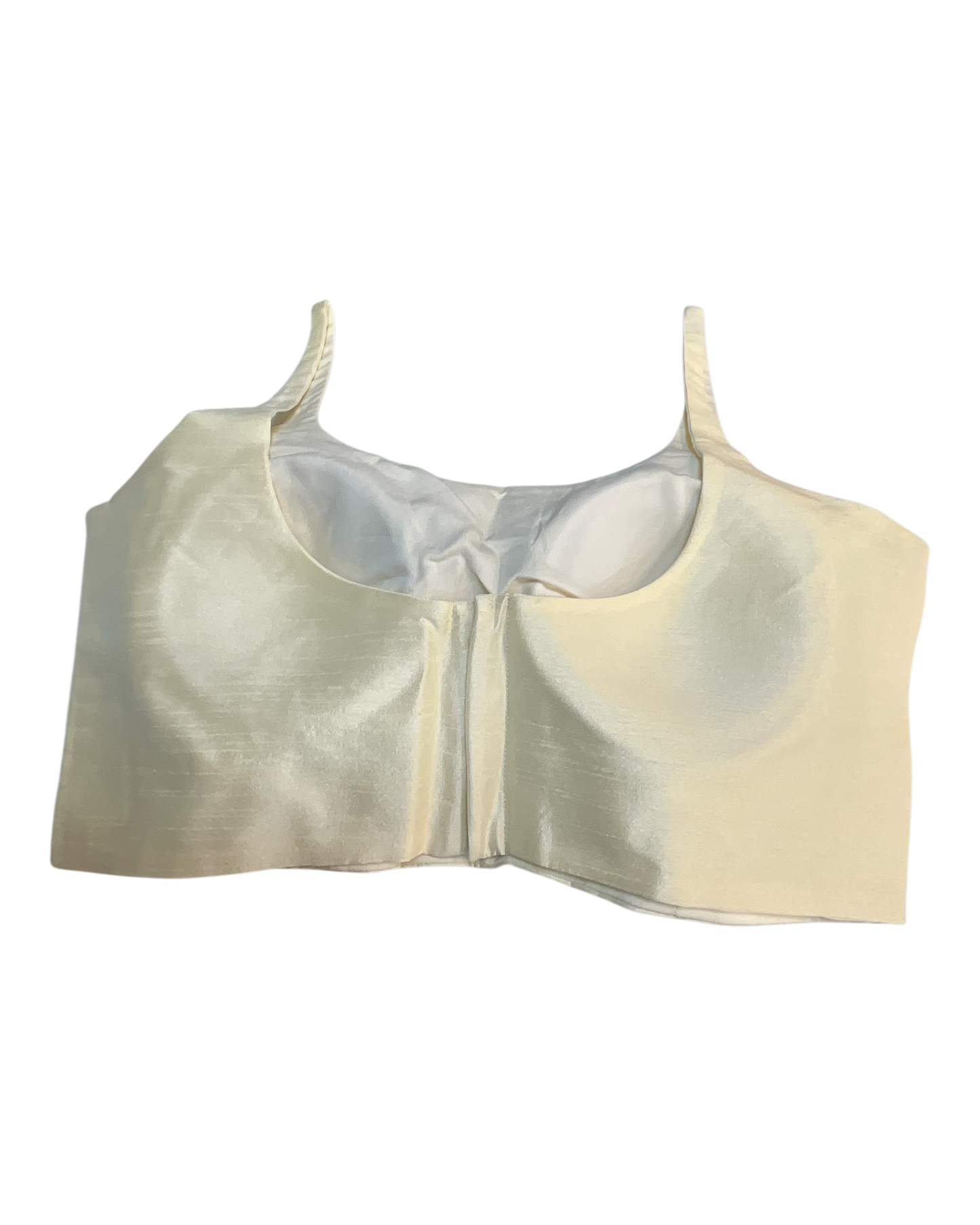 40" / UK 14 - Cream - Silky Designer Saree blouse with cups,  Sleeveless - UK Stock - Quick Delivery - RNK - R651-H