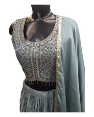 Fully Embroidered Grey Lehenga Set - Size 16(42