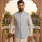 Silver / Pastel Grey - All Over Embroidered - Mens Indian Waistcoat - UK Stock - 24 hr Dispatch - KCS4089 06KC26