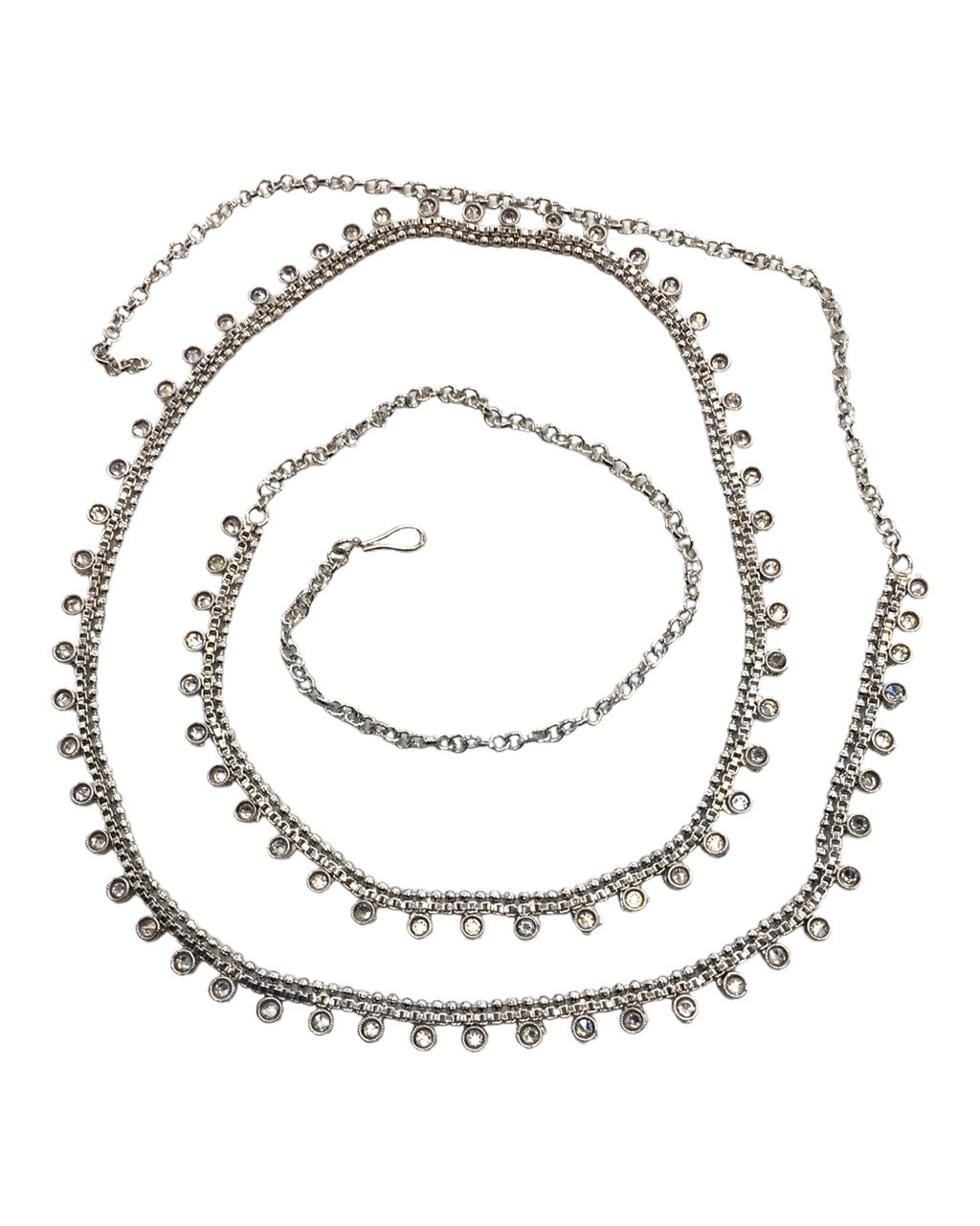 Silver Finish Saree Belt, Waist / Belly Chain - Fancy Dress , Bollywood - DAJ348 A 0923
