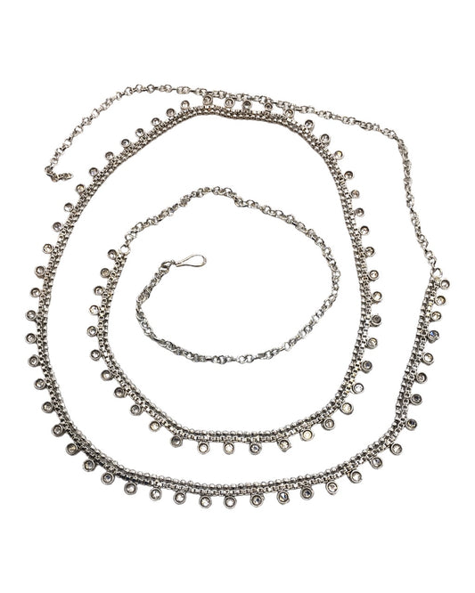 Silver Finish Saree Belt, Waist / Belly Chain - Fancy Dress , Bollywood - DAJ348 A 0923