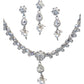 Clear - Small Size Silver Finish Necklace Set with Earrings & Head Piece /Tika- SLV78  11Ap24