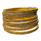 Dark / Antique Gold Finish - Set of 8 Stone Bangles -  M to XXL - HAN2601 07Ka26