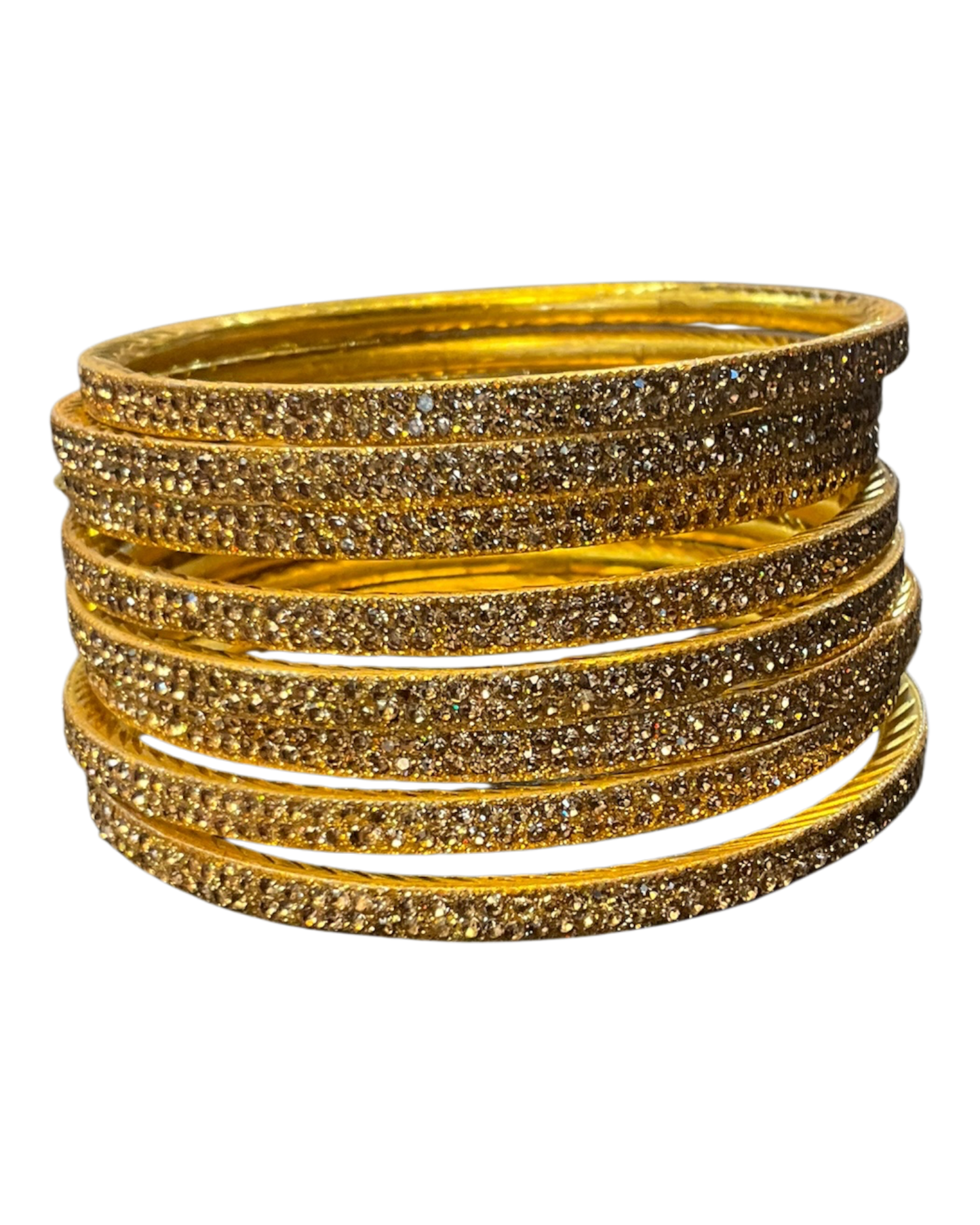 Dark / Antique Gold Finish - Set of 8 Stone Bangles -  M to XXL - HAN2601 07Ka26