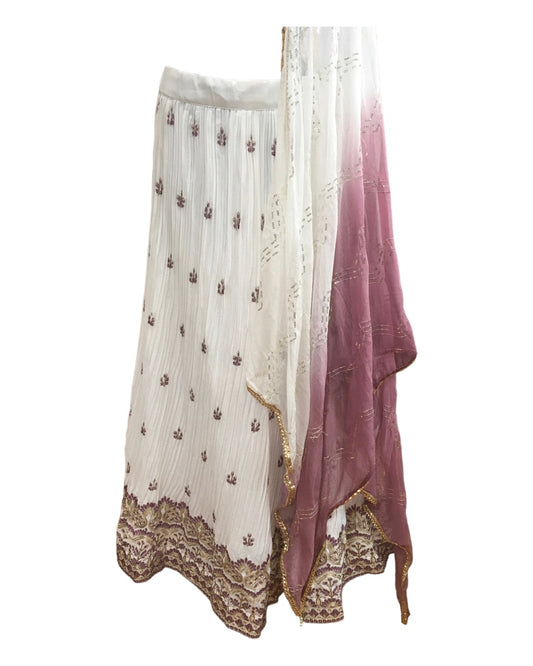 Dusty Pink and White Lehenga Set - Size 12(38") & Size 20(46") - UK Stock - 24h Dispatch - KTC2444 TT0124