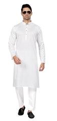 Leather Cotton Mens Indian Kurta set in Beige - for Sangeet, Mehndi, Eid Celebration (with smart trousers) - FILO 0822 KP