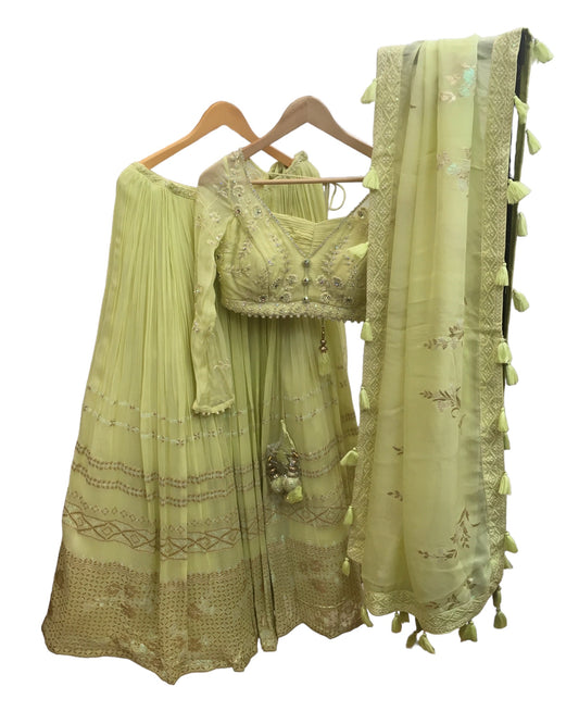 Designer Lime Green Ready Made Lehenga Set - Size 10 (12) UK Stock - 24h Dispatch - Diksha -ZC2315  KKP 0323