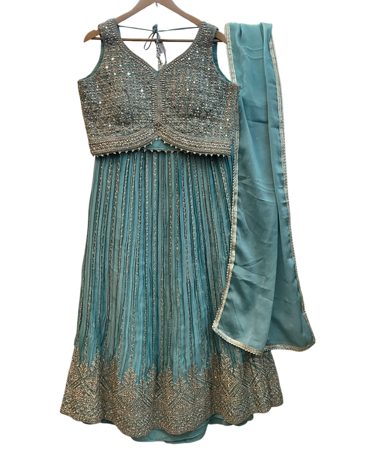 SALE ! Size UK 16 (42") Light Blue Pastel - Lehenga Set - Mehndi / Sangeet / Bridesmaids / Weddings / Garba  - UK Stock - 24h Dispatch - KTC250627  TK26