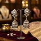 Clear - Royal Teardrop Kundan & Pearl Jhumka Earrings - 6JE06 10Pp26